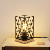 Lampe de Table Vintage en Noir Lampe de Bureau Bois & Métal Minimaliste E27